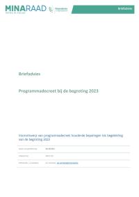 Programmadecreet Bij De Begroting 2023. Briefadvies Minaraad ...